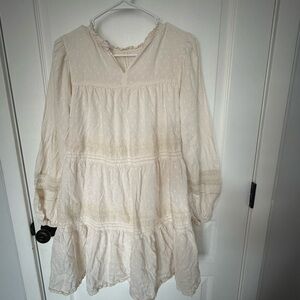 Old Navy Ivory Textured Midi Dress